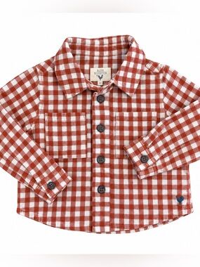 Blue Rooster Boys 3-6M Rust Gingham Button Down Shirt Fall
